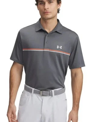 Under Armour Playoff 3.0 Grey Stripe Golf Polo Shirt XXL Code 4793 RRP £50.00 - Image 1 of 3