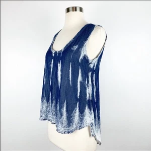 ANTHROPOLOGIE TUCH & STONE Batik Shibori blau Denim Tank Top Bluse Shirt XS - Bild 1 von 8