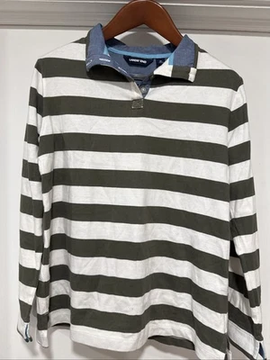 Lands’ End Mujer Talla M Verde y Blanco Rayas Manga Larga Top Foto 1 de 4