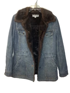 Vintage Marvin Richards Damen Gr. Large Jeansjacke mit Kunstfell gefüttert Denim   - Bild 1 von 8