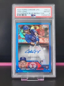 Josh Jung 2023 Topps Chrome Update Blue Refractor /150 Auto Rookie Card PSA 8 - Picture 1 of 3