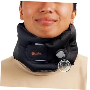 Inflatable Neck Pillow for Traveling on Plane- Black Airline Pillows for Long - Picture 1 of 7