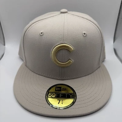 New Era 59Fifty Chicago Cubs Stone Beige/Dorado Color Pack Sombrero Ajustado Talla 7 1/4 Foto 1 de 4