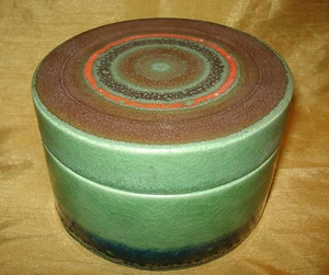 Mid Century BRUNO GAMBONE Signed 1970 Majolica POTTERY Bowl Box - Italy - Picture 1 of 11