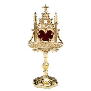 Reliquiar Monstrant Kreuz Hausaltar groß Messing hintere Öffnung gemustert 7646 - Bild 1 von 1