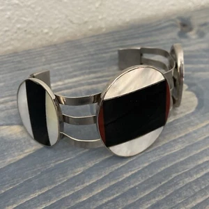 Brazalete ajustable con incrustaciones de varias piedras de metal hecho a mano Filipinas (Q8) - Imagen 1 de 8