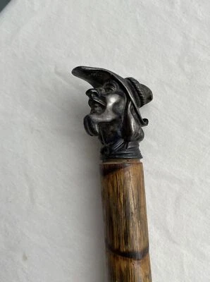 Antique Defense Cane with hat and beard Knobkerrie - Image 1 of 4