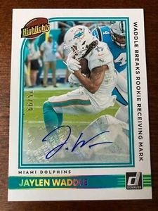 Jaylen Waddle 2022 Donruss Panini Highlights Auto Autograph /75 - Picture 1 of 2