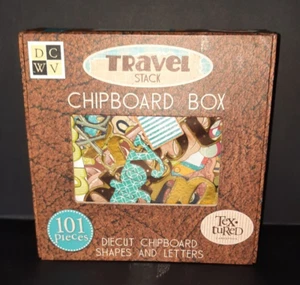 TRAVEL STACK CHIPBOARD 101 PIECES OF DIE-CUT CHIPBOARD SHAPES & LETTERS NEW - Picture 1 of 8