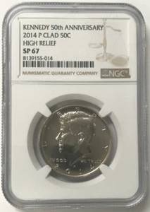 2014-P Clad High Relief Kennedy 50th Anniversary Half Dollar 50C NGC SP67 - Picture 1 of 8