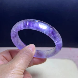 Natural Purple Amethyst Quartz Crystal Bracelet Bangle Inner Diameter 58.5mm - Picture 1 of 6