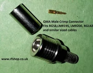Macho coaxial QMA, engarce, se adapta a cables coaxiales RG58, LMR195, LMR200, RG142, etc. - Imagen 1 de 1
