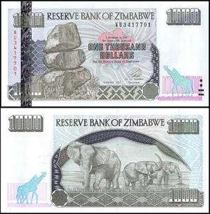 Zimbabwe 1000 Dollar Bill 2003 Banknote Money Currency -Pre Billion Inflation - Picture 1 of 4