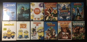 12 Kids DVDs The Croods Minions Despicable Me Me2 Iron Giant Earth to Echo &More - Picture 1 of 13