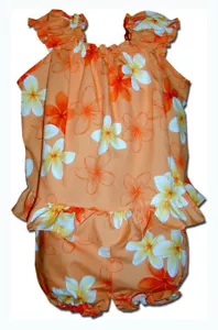 Juego de 2 piezas de cabaña hawaiana Melemele Yellow Plumeria para niñas - Imagen 1 de 5