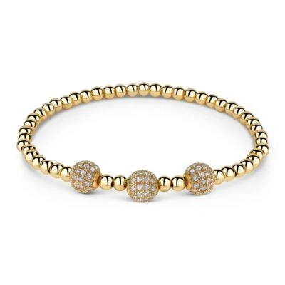 Damen Armband  Zirkonia weiß 999er Gold 24 Karat vergoldet Messing B3359DL - Bild 1 von 4