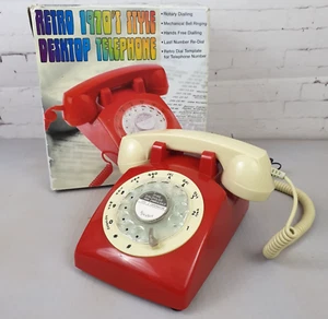 Telefono fisso da scrivania retro Steepletone ROSSO riproduzione quadrante rotante modello STP1960 - Foto 1 di 22