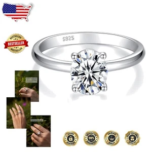 Exquisite Handmade 1CT Moissanite Ring - Classic Style in Hypoallergenic Silver - Picture 1 of 9