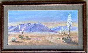 Framed Original Pastel Painting Davis Mtns ? Texas, Desert Landscape 27"x16 - Picture 1 of 7