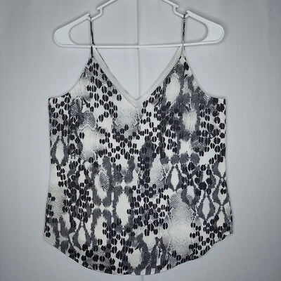 Express 吊带上衣小号奶油色黑色爬行动物 V 领细肩带衬里 — 第 1/4 张图片