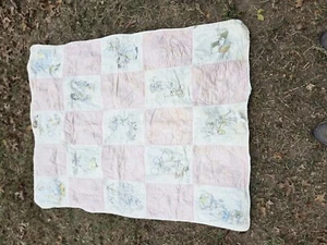 Vintage Girls Baby Quilt. Handmade. Embroidered. 50inx37in. Gently Worn, Loved - Picture 1 of 8