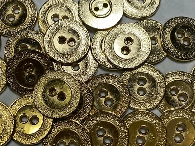 Italian Designer Metal Button "LP" "Album" Design Brite Gold 15mm 2hole - Image 1 of 2