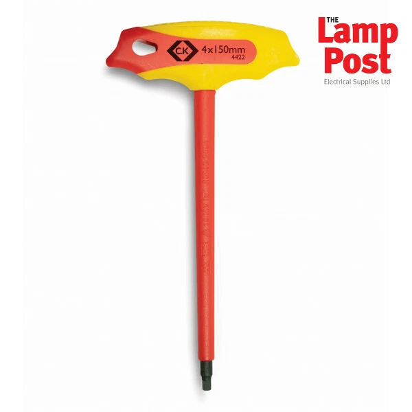 CK Tools T4422 VDE Insulated T-handle Hex Key - Choose from 3mm 3.5mm 4mm - Image 1 of 1