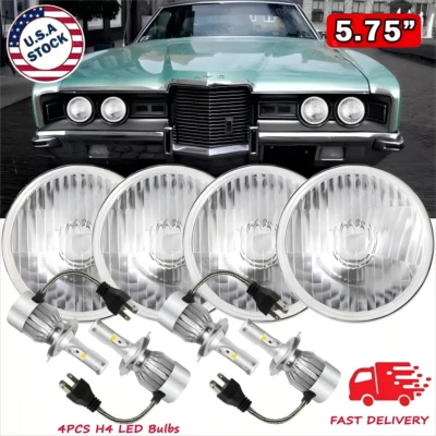 Faros LED redondos Halo DRL haz alto/bajo 4 piezas 5 3/4 5,75" para Ford LTD 1965-1978 Foto 1 de 4