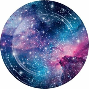 Galaxy Space Party Supplies Dinner Plates 8Pk Birthday Tableware Planet Galaxies - Picture 1 of 1