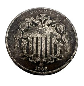 1866 – Shield Nickel * With Rays * Ungraded - Picture 1 of 2