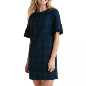 Vineyard Vines Dress Women's Size 14 Flutter Sleeve Tartan Plaid Lined Mini - Picture 1 of 17