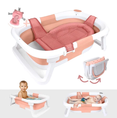 BEBELEH Bañera Plegable para Bebé - Bañera + Bañera para Bebé Eslinga + Eslinga para Recién Nacido Rosa Foto 1 de 2