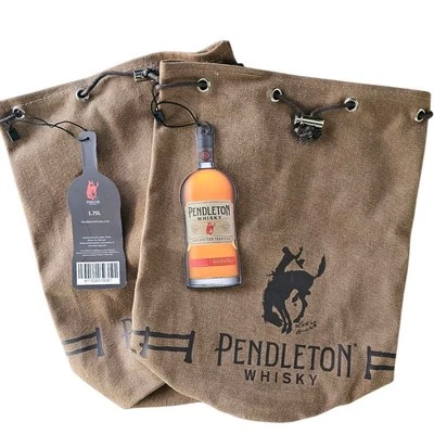 (2) Pendleton Brown Whisky Canvas Bag w/ Loop & Drawstring "Let's Buck" New NWT - Image 1 of 2