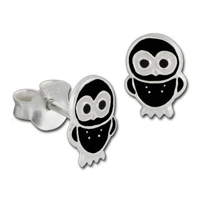 Teenie-weenie Orecchini Bambini 925 Orecchini D'Argento Käuzchen Nero SDO8100S - Immagine 1 di 4