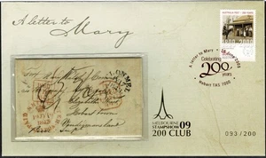 Carta de Australia 2009 a Mary Melbourne Stampshow edición limitada 200 Club sobreimpresión FDC - Imagen 1 de 3