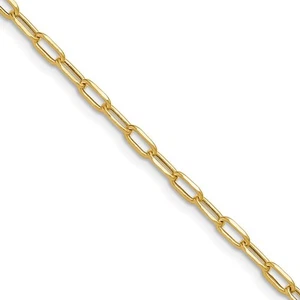 14k Yellow Gold 3.0mm Semi-Solid Beveled Paperclip Chain Necklace 18" 3.3gm - Picture 1 of 4