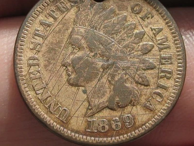 Centavo cabeza india 1869/9, 1869/69 - RPD, detalles finos, LIBERTAD parcial Foto 1 de 4