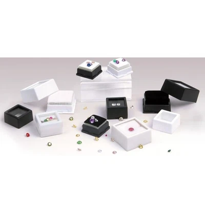 Caja de 50 gemas con tapa de vidrio con espuma de 2 caras blanca grande - Envío gratuito Foto 1 de 2