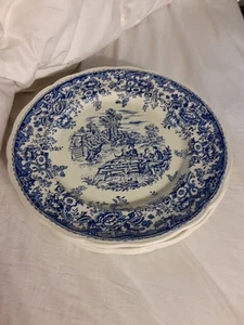 Set Of 8 Luneville K&G Regency Blue Dinner plates 10 1/8" D - Picture 1 of 10