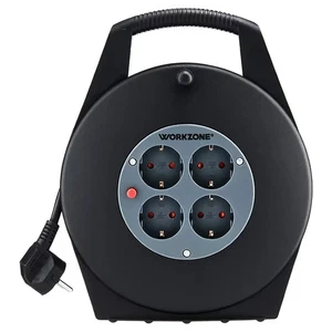 Kabeltrommel 10 m innen mit Überhitzungsschutz 4 Schutzkontakt Steckdosen NEU - Bild 1 von 1