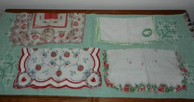 Vintage Christmas Bells, Forget Me Knot, Sheer Valentine + Hankies Handkerchiefs - Image 1 of 4