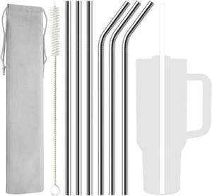 6 Pack Stainless Steel Straw Replacement 40 oz 12.2" (6 Pack), Silver - Picture 1 of 6
