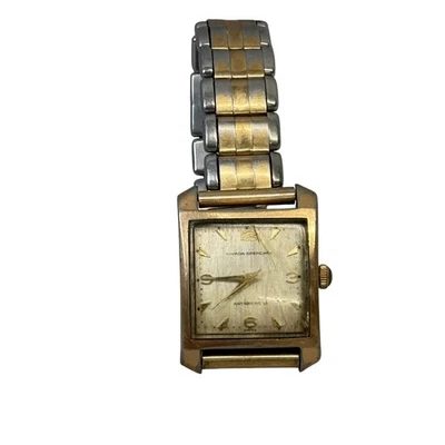 Винтажные мужские часы Nivada Grenchen Antarctic VI золотистые прямоугольные с автографом - Изображение 1 из 4