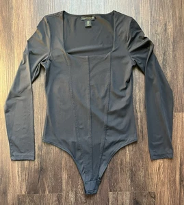 Women's House Of Harlow 1960 Black Knit Square Neck Bodysuit - M - Picture 1 of 4