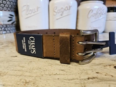 Nuevo CINTURÓN DE CUERO MARRÓN CHAPS RALPH LAUREN TALLA M 34-36 NUEVO CON ETIQUETAS Foto 1 de 4