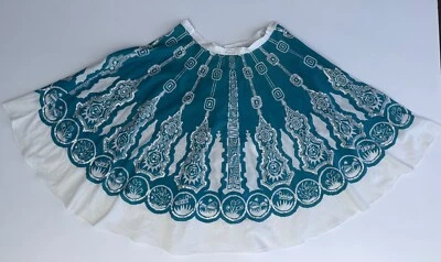 Falda Angie Circle Aqua Border Estampado Lentejuelas Plateadas 100% Algodón Cremallera Lateral M Foto 1 de 4