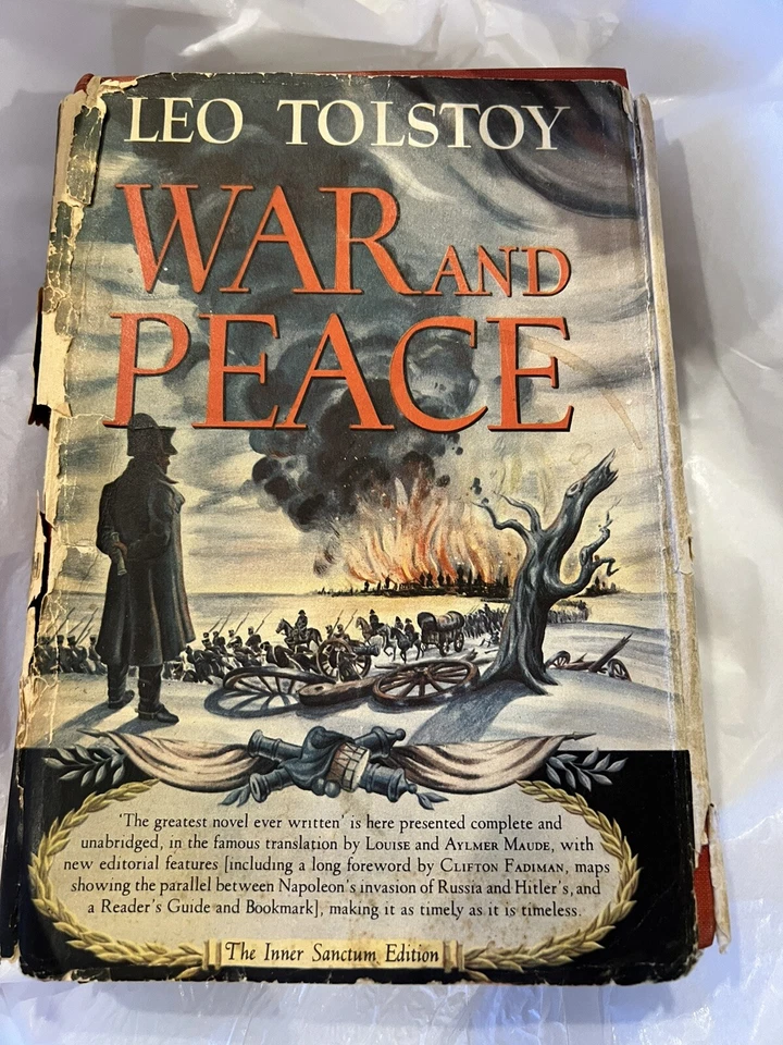 Book War and Peace Leo Tolstoy Inner Sanctum Edition Hardcover 1st Edition 1942 - Image 1 of 4