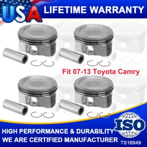 Pistons w/ Rings Fit 2007 2008-2013 Toyota Camry RAV4 Scion tC Lexus 2.4 2AZFE - Picture 1 of 15