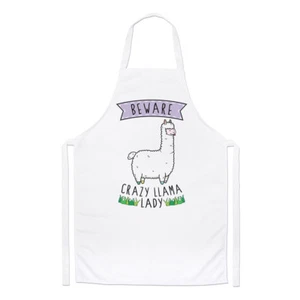 Beware Crazy Llama Lady Chefs Apron - Funny Animal - Picture 1 of 1