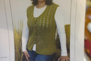 Knit One Crochet Too Knitting Pattern Fawn's Eyes Vest 36-54 - Picture 1 of 1